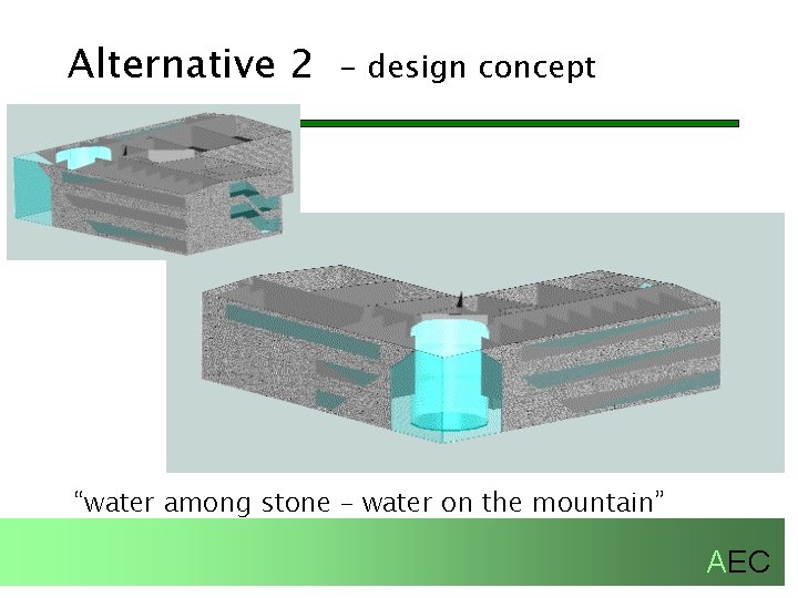 Alternative 2 - design concept “water among stone – water on the mountain” AEC
