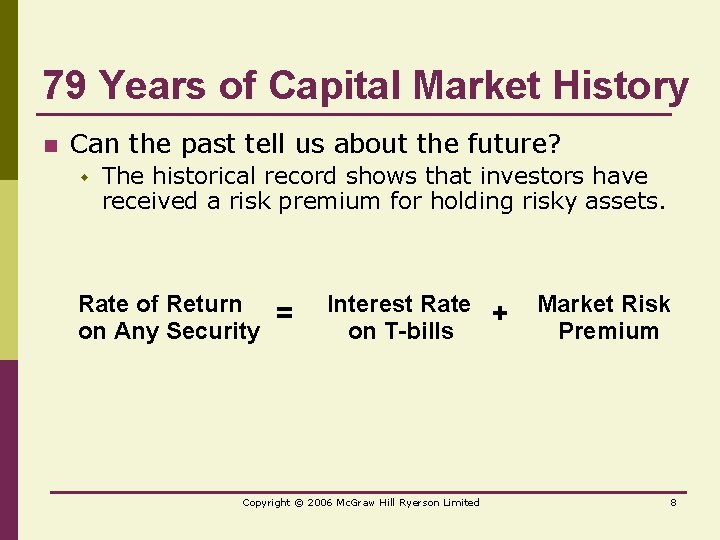 79 Years of Capital Market History n Can the past tell us about the