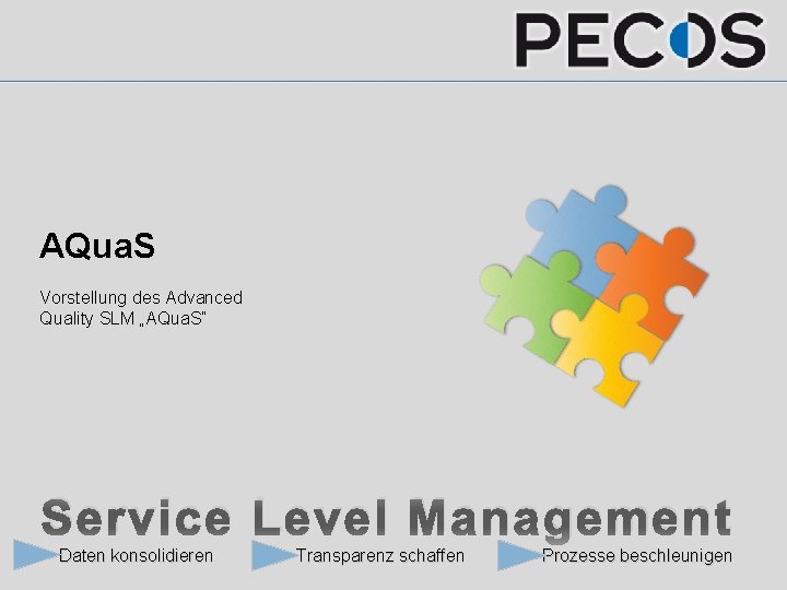 AQua. S Vorstellung des Advanced Quality SLM „AQua. S“ Service Level Management Daten konsolidieren