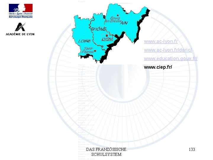 www. ac-lyon. fr/daric/ www. education. gouv. fr/ www. ciep. fr/ DAS FRANZÖSISCHE SCHULSYSTEM 133