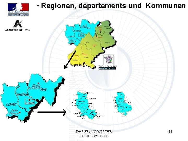  • Regionen, départements und Kommunen DAS FRANZÖSISCHE SCHULSYSTEM 45 