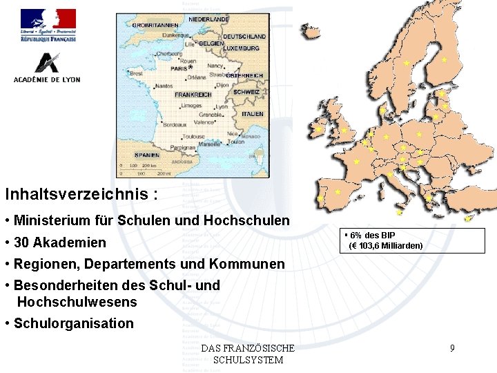 Inhaltsverzeichnis : • Ministerium für Schulen und Hochschulen § 6% des BIP (€ 103,