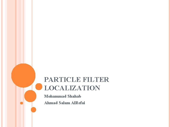 PARTICLE FILTER LOCALIZATION Mohammad Shahab Ahmad Salam Al. Refai 