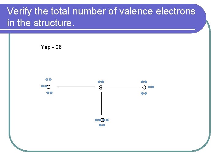 Verify the total number of valence electrons in the structure. Yep - 26 O