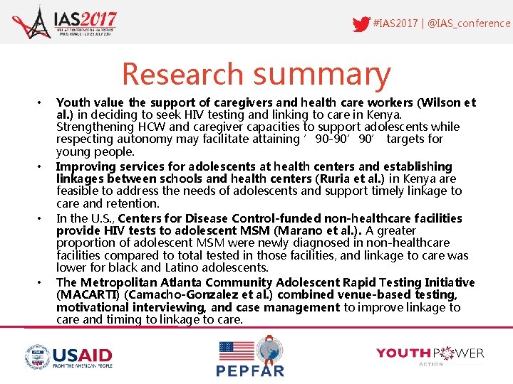 #IAS 2017 | @IAS_conference Research summary • • Youth value the support of caregivers