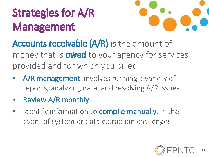 Strategies for A/R Management Accounts receivable (A/R) is the amount of money that is