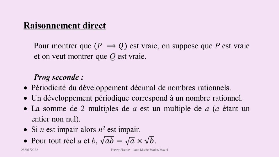 25/01/2022 Fanny Plassin - Labo Maths Vaclav Havel 25/01/2022 Fanny Plassin - Labo Maths Vaclav Havel