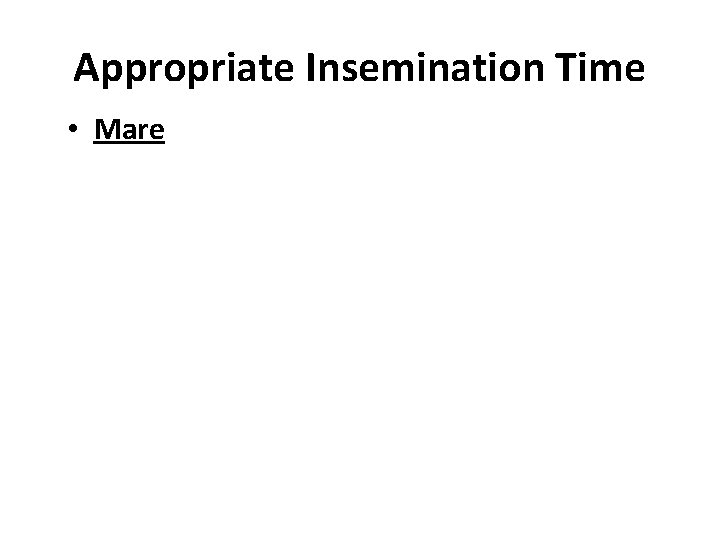 Appropriate Insemination Time • Mare 