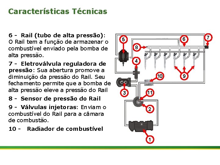 Características Técnicas 6 - Rail (tubo de alta pressão): O Rail tem a função