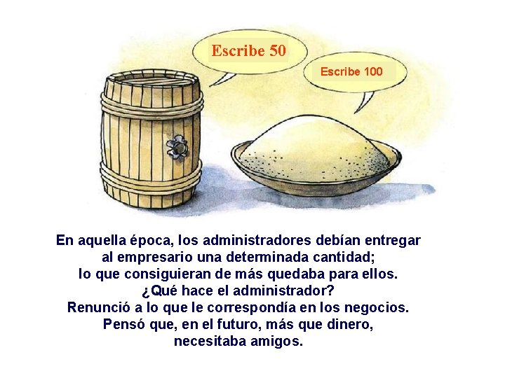 Escribe 50 Escribe 100 En aquella época, los administradores debían entregar al empresario una