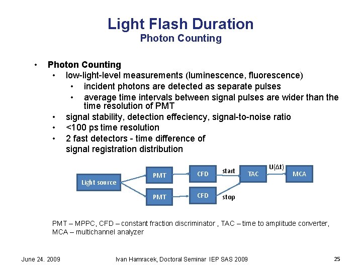 Light Flash Duration Photon Counting • low-light-level measurements (luminescence, fluorescence) • incident photons are