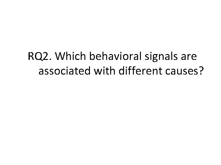 RQ 2. Which behavioral signals are associated with different causes? 