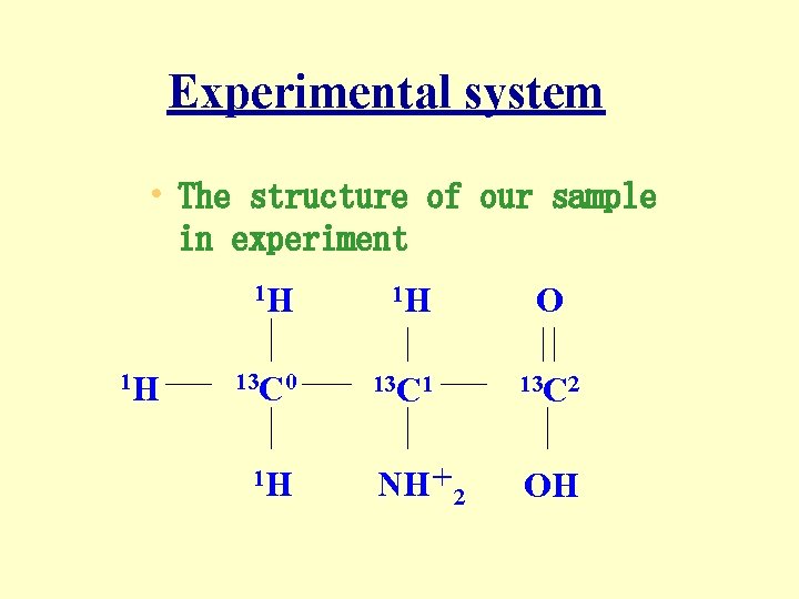 Experimental system • The structure of our sample in experiment 1 H 1 H