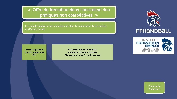  « Offre de formation dans l’animation des pratiques non compétitives » Je souhaite