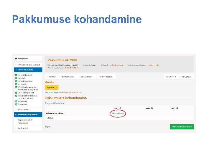 Pakkumuse kohandamine 