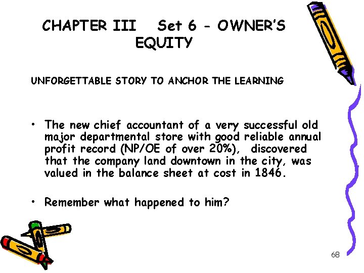 CHAPTER III Set 6 - OWNER’S EQUITY UNFORGETTABLE STORY TO ANCHOR THE LEARNING •