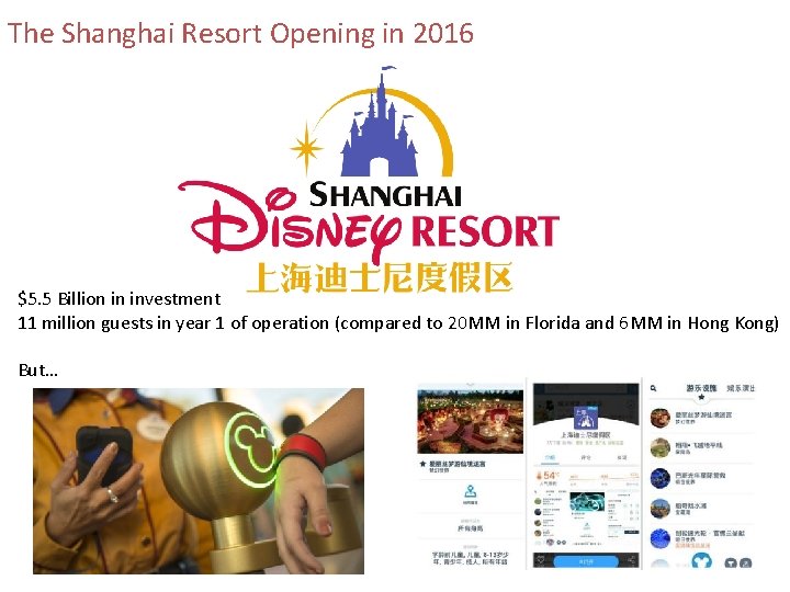 The Shanghai Resort Opening in 2016 $5. 5 Billion in investment 11 million guests