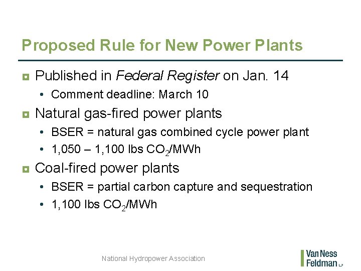 Proposed Rule for New Power Plants ◘ Published in Federal Register on Jan. 14