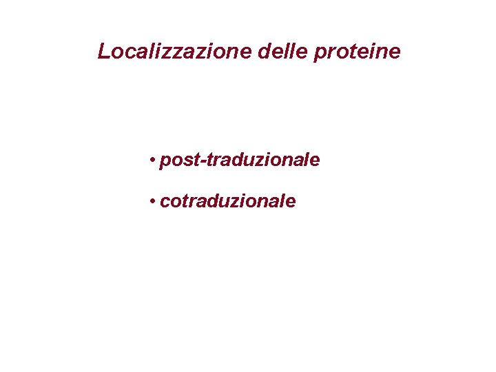 Localizzazione delle proteine • post-traduzionale • cotraduzionale 