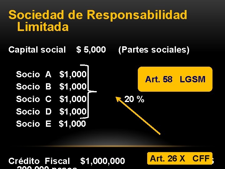 Sociedad de Responsabilidad Limitada Capital social Socio Socio A B C D E $