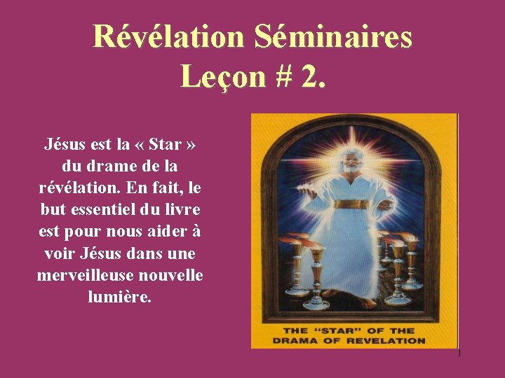 Révélation Séminaires Leçon # 2. Jésus est la « Star » du drame de