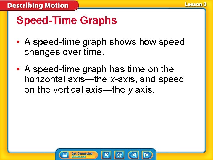 Speed-Time Graphs • A speed-time graph shows how speed changes over time. • A