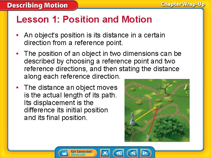 Lesson 1: Position and Motion • An object’s position is its distance in a