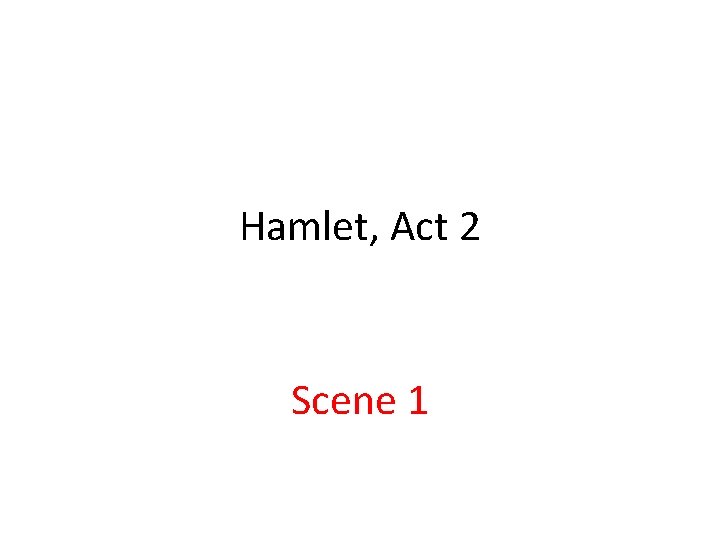 Hamlet, Act 2 Scene 1 