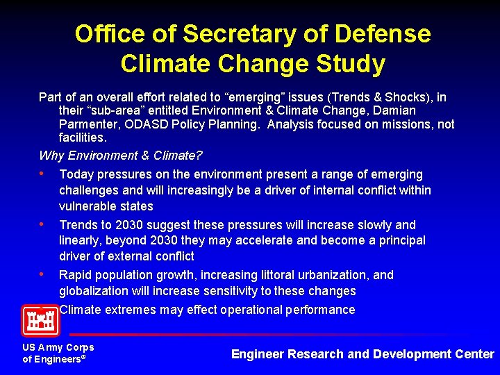 U S Military Activities and Responses to Climate