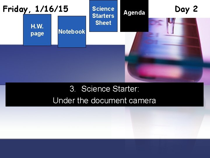 Friday 11615 H W page Science Starters Sheet
