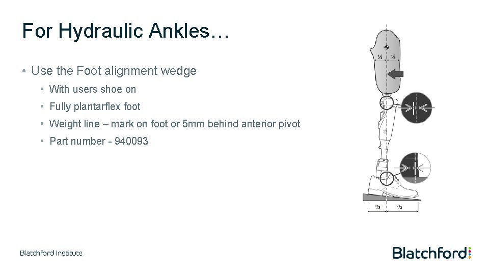 For Hydraulic Ankles… • Use the Foot alignment wedge • With users shoe on