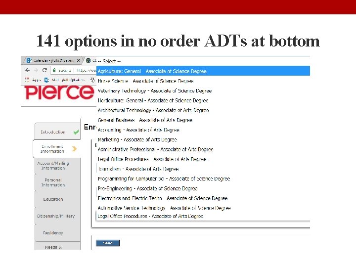 141 options in no order ADTs at bottom 