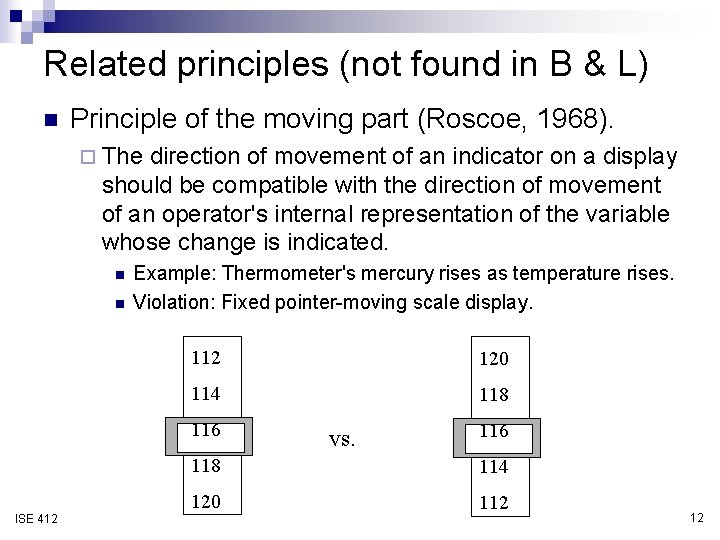 Related principles (not found in B & L) n Principle of the moving part