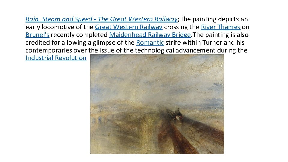 Rain, Steam and Speed - The Great Western Railway; the painting depicts an early