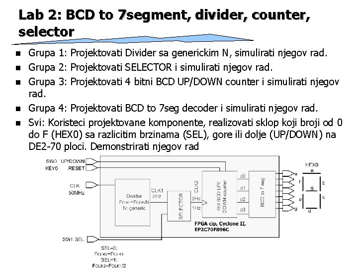 Lab 2: BCD to 7 segment, divider, counter, selector n n n Grupa 1:
