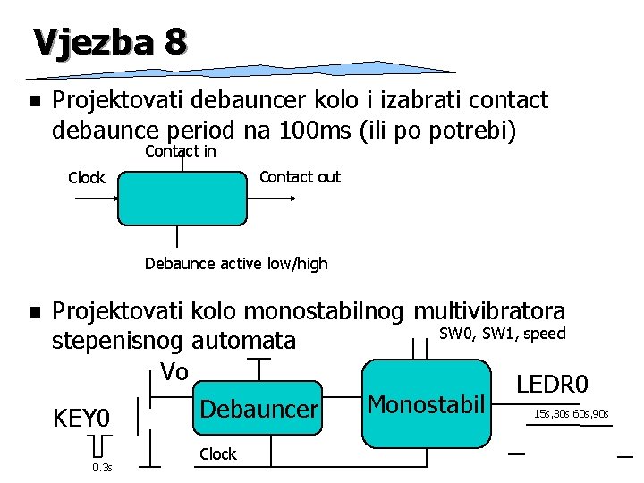 Vjezba 8 n Projektovati debauncer kolo i izabrati contact debaunce period na 100 ms