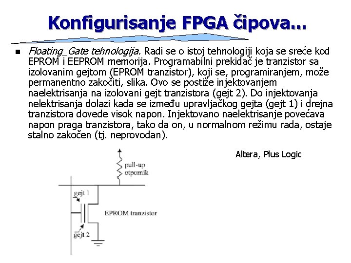 Konfigurisanje FPGA čipova. . . n Floating_Gate tehnologija. Radi se o istoj tehnologiji koja