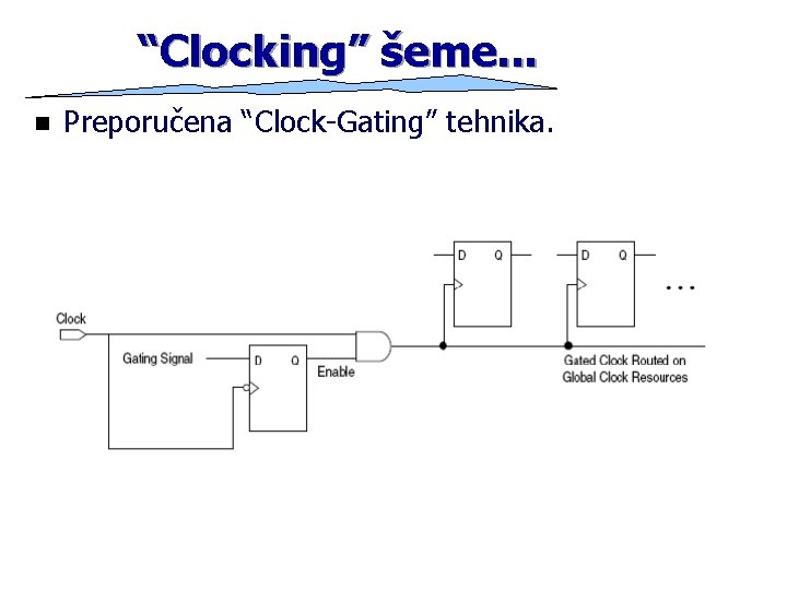 “Clocking” šeme. . . n Preporučena “Clock-Gating” tehnika. 