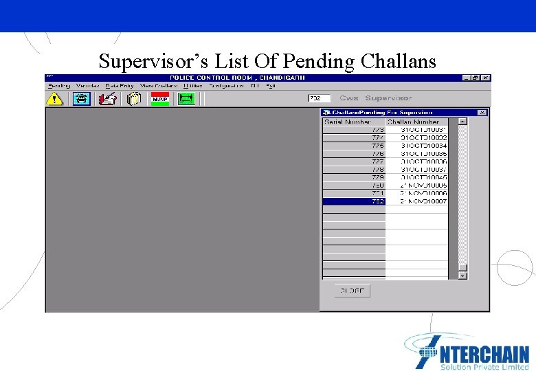 Supervisor’s List Of Pending Challans Partner Logo Here 