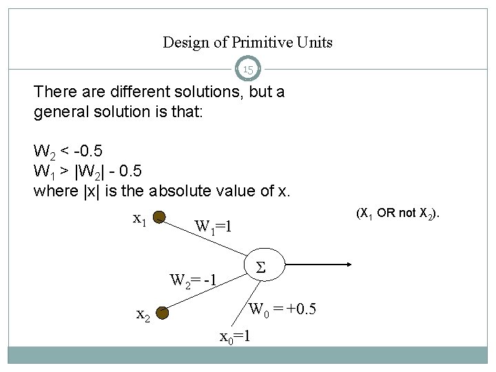 Design of Primitive Units 15 There are different solutions, but a general solution is