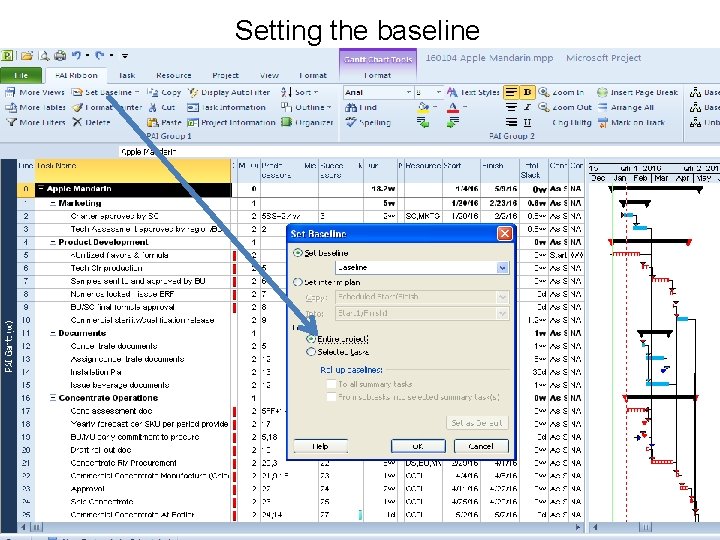 Setting the baseline 2/1//2016 Project Administration Institute, Inc. 21 