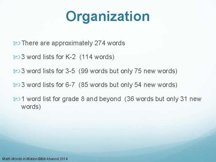 Motion Math Word MATH WORDS IN MOTION Bill Atwood TEACHING AND