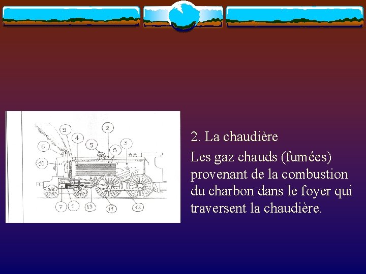 2. La chaudière Les gaz chauds (fumées) provenant de la combustion du charbon dans