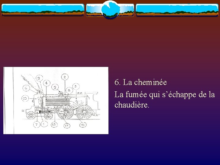 6. La cheminée La fumée qui s’échappe de la chaudière. 