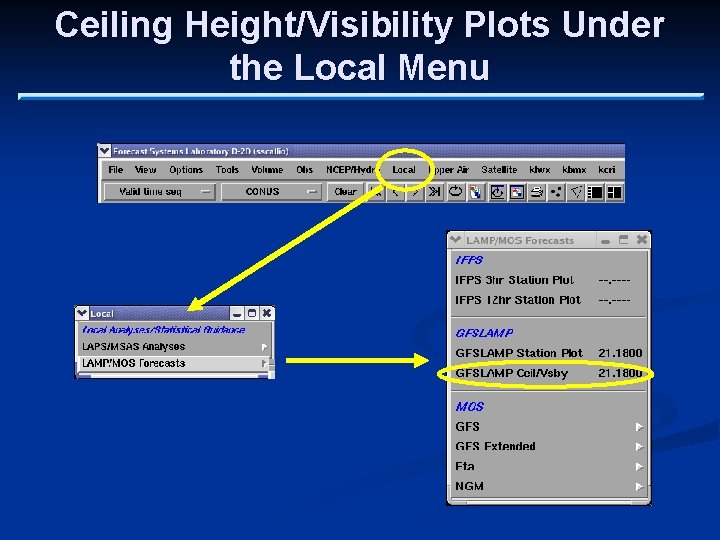 Ceiling Height/Visibility Plots Under the Local Menu 