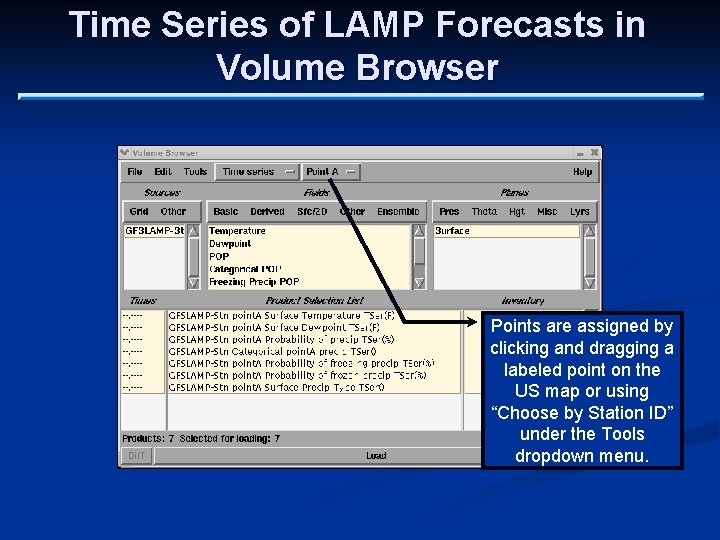 Time Series of LAMP Forecasts in Volume Browser Points are assigned by clicking and