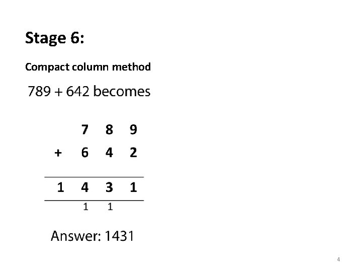 Stage 6: Compact column method 4 