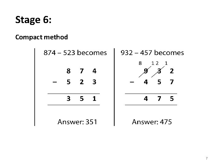 Stage 6: Compact method 7 
