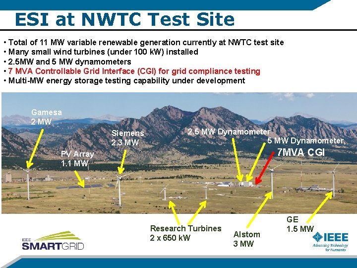 ESI at NWTC Test Site • Total of 11 MW variable renewable generation currently