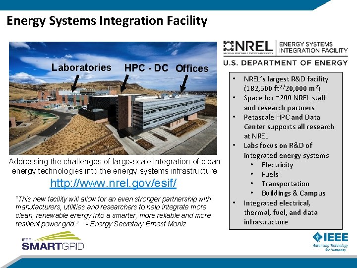 Energy Systems Integration Facility Laboratories HPC - DC Offices • • Addressing the challenges